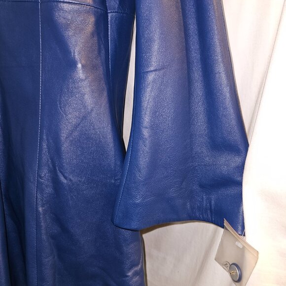 NEW L BLUE LAMBSKIN LEATHER DEAD STOCK COAT - Picture 4 of 15